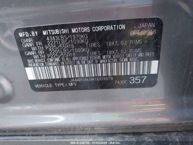 2019 MITSUBISHI OUTLANDER SPORT JA4AR3AU9KU009878 Photo 8