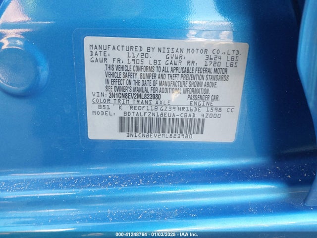 Nissan Versa Sv Xtronic Cvt 2021 3N1CN8EV2ML823980 Image 9