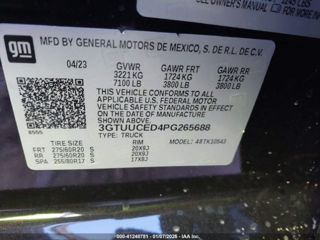 3GTUUCED4PG265688 GMC Sierra 1500 4wd  Short Box Elevation With 3sb