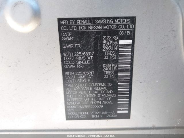 KNMAT2MV6FP550509 Nissan ROGUE SV
