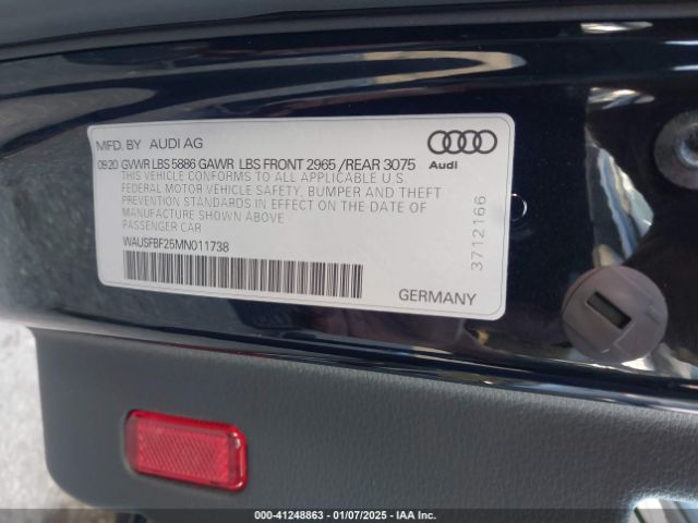 WAUSFBF25MN011738 Audi S7 Sportback Prestige Tfsi Quattro Tiptronic