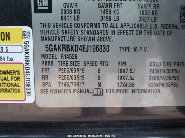 Buick Enclave Leather 2014 5GAKRBKD4EJ196330 Image 9