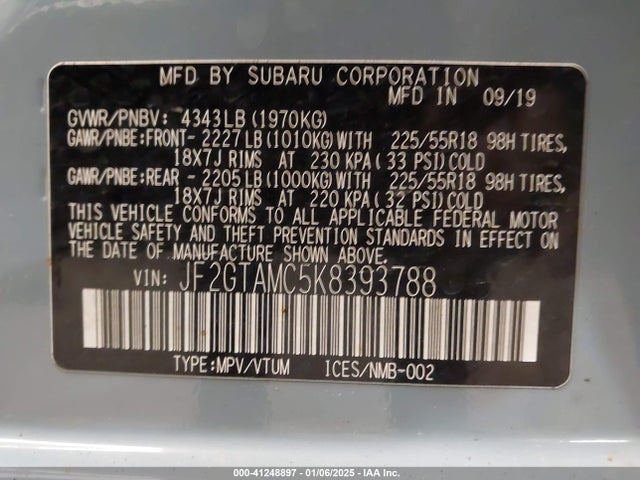 JF2GTAMC5K8393788 Subaru Crosstrek 2.0i Limited