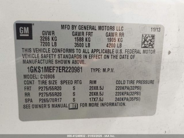 1GKS1MEF7ER220981 GMC Yukon Xl 1500 Denali