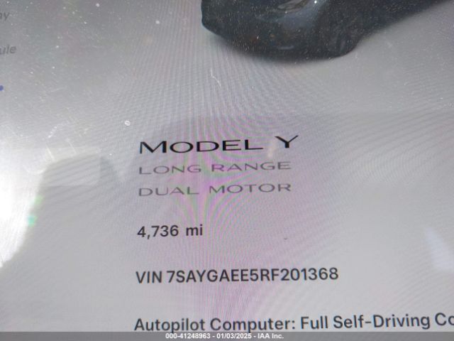7SAYGAEE5RF201368 Tesla Model Y Long Range Dual Motor All-wheel Drive