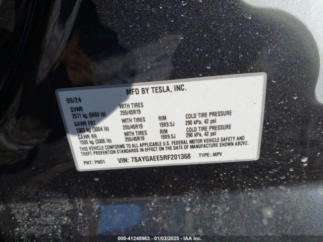 7SAYGAEE5RF201368 Tesla Model Y Long Range Dual Motor All-wheel Drive