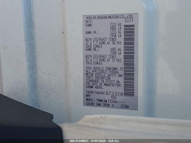 5N1BT3AB4RC672328 Nissan Rogue S Intelligent Awd