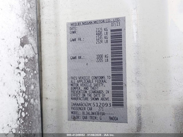 Nissan Maxima Sv Xtronic Cvt 2023 1N4AA6CV2PC512093 Image 9