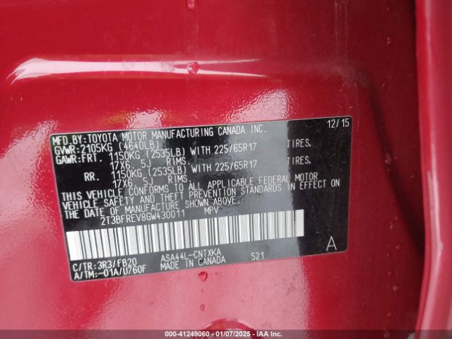 2T3BFREV8GW430011 Toyota RAV4 LE