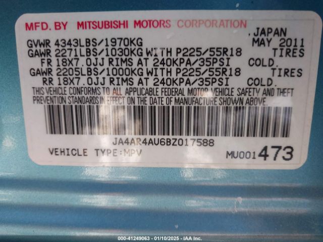 2011 MITSUBISHI OUTLANDER SPORT JA4AR4AU6BZ017588 Photo 8