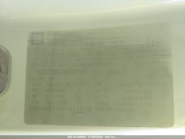1GCHTBEA9H1247207 Chevrolet Colorado Wt