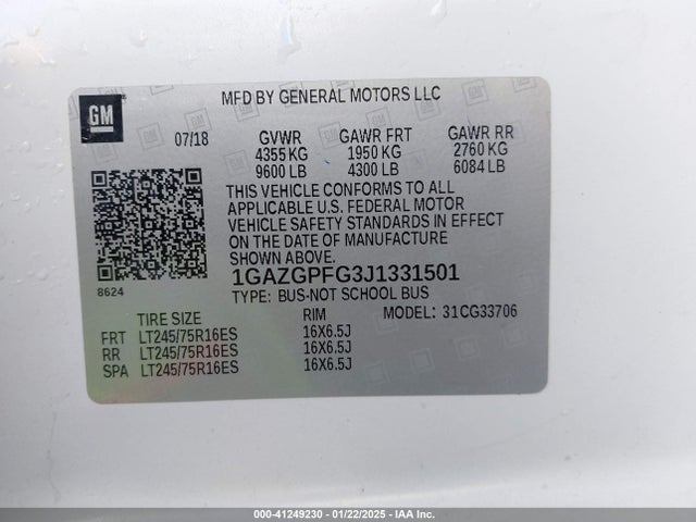 1GAZGPFG3J1331501 Chevrolet Express 3500 Lt
