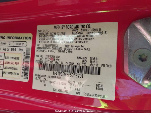 1FATP8EM2F5353201 Ford Mustang V6