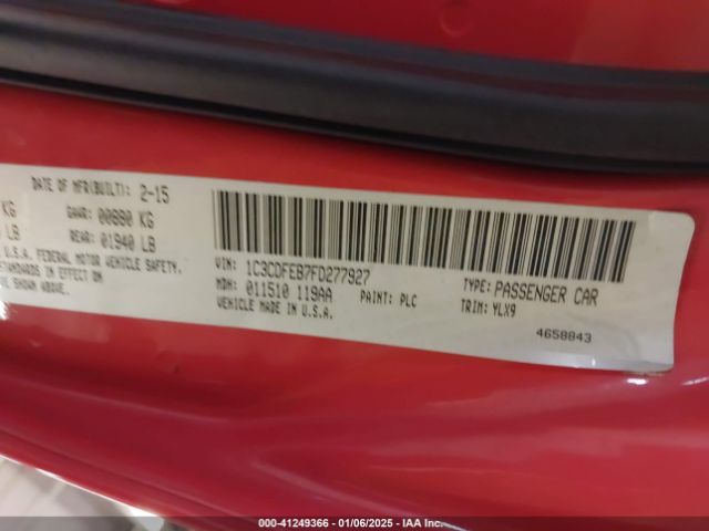 1C3CDFEB7FD277927 Dodge DART GT