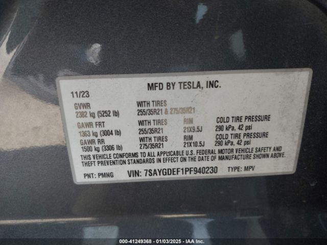 7SAYGDEF1PF940230 Tesla Model Y Performance Dual Motor All-wheel Drive