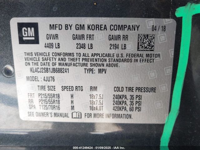 KL4CJ2SB1JB688241 Buick Encore Sport Touring