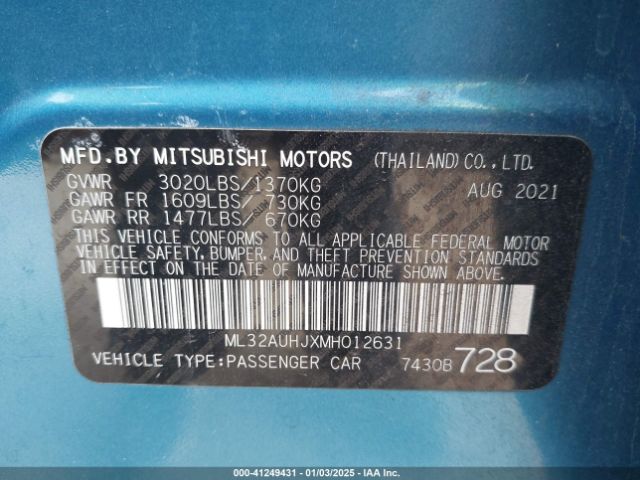 ML32AUHJXMH012631 Mitsubishi Mirage Carbonite Edition/es/le