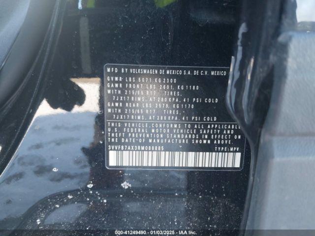 3VVFB7AX3RM088885 Volkswagen Tiguan 2.0t S