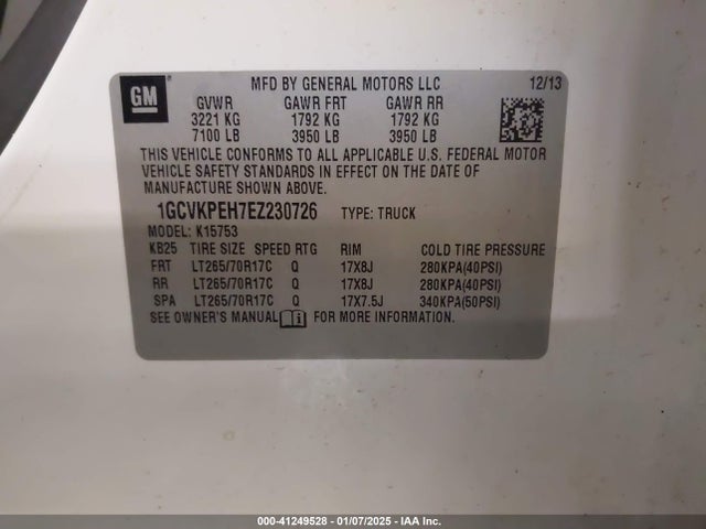 1GCVKPEH7EZ230726 Chevrolet Silverado 1500 Work Truck 2wt