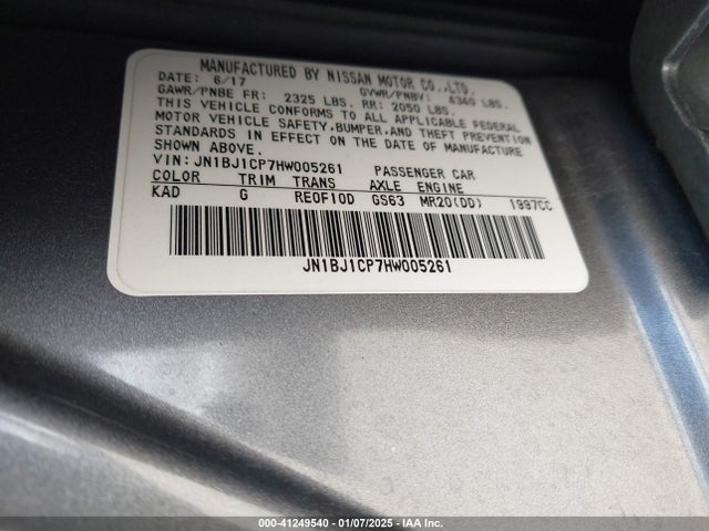 JN1BJ1CP7HW005261 Nissan Rogue Sport S