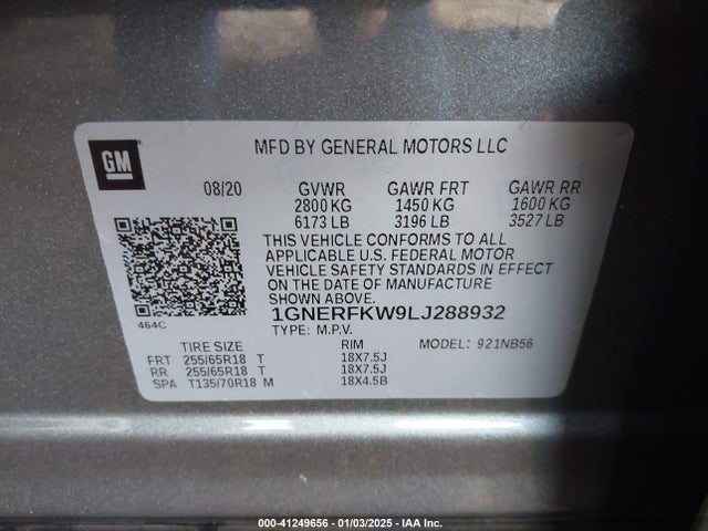 1GNERFKW9LJ288932 Chevrolet Traverse Fwd Ls