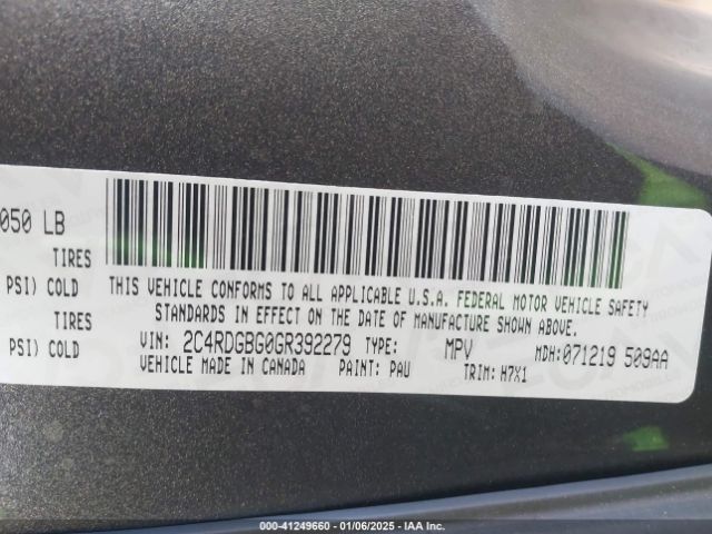 2C4RDGBG0GR392279 Dodge Grand Caravan American Value Pkg