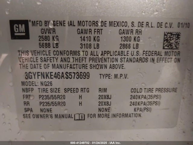 2010 CADILLAC SRX 3GYFNKE46AS573699 Photo 8