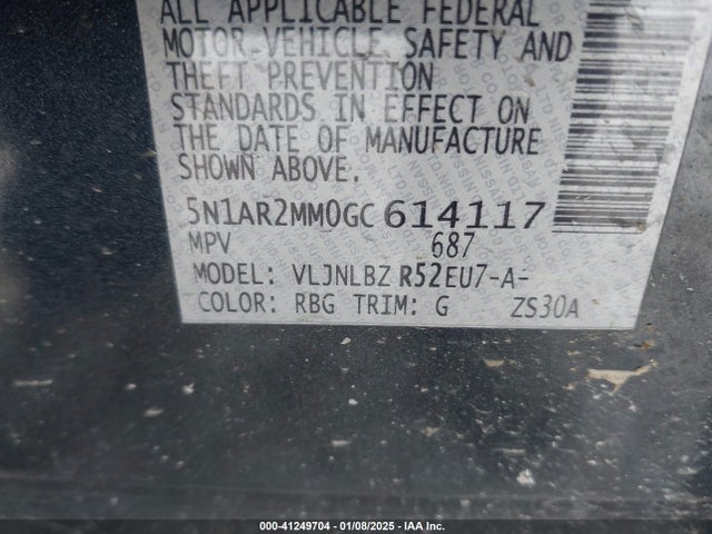 5N1AR2MM0GC614117 Nissan Pathfinder S