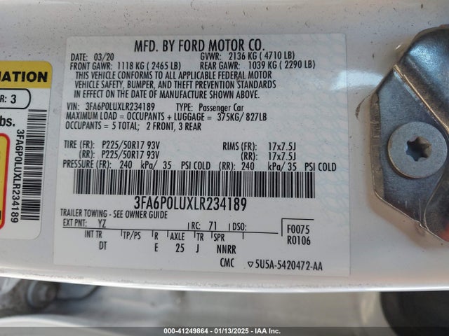 Ford Fusion Hybrid Se 2020 3FA6P0LUXLR234189 Image 9
