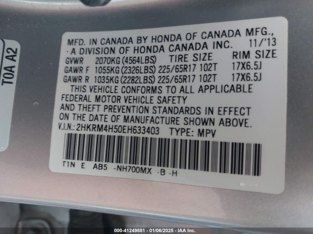 Honda CR-V EX 2014 2HKRM4H50EH633403 Image 9