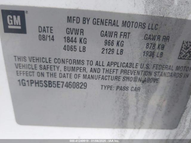1G1PH5SB5E7460829 Chevrolet Cruze Eco Auto