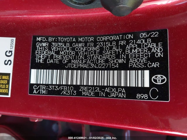 Toyota Corolla 2022 JTDEPMAE3NJ227154 Image 21