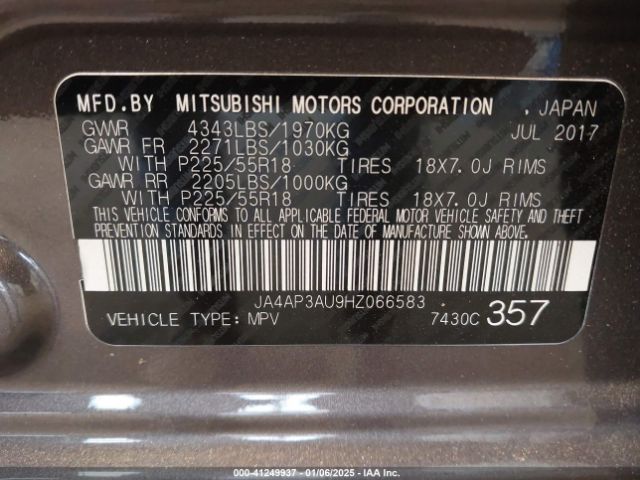 2017 MITSUBISHI OUTLANDER SPORT JA4AP3AU9HZ066583 Photo 8