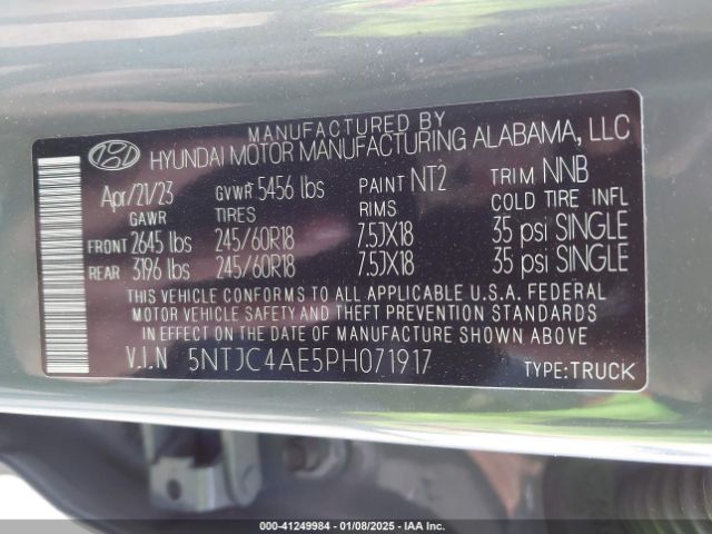 5NTJC4AE5PH071917 Hyundai Santa Cruz Sel