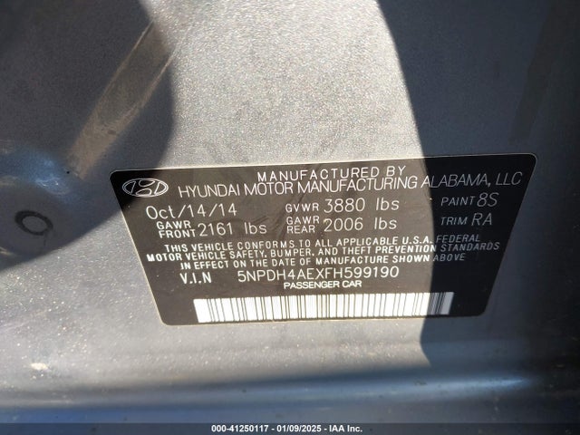 Hyundai ELANTRA SE 2015 5NPDH4AEXFH599190 Image 9