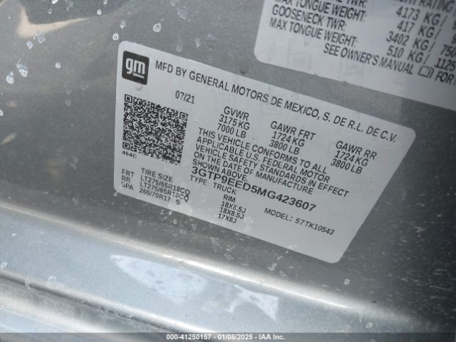 2021 GMC SIERRA 1500 3GTP9EED5MG423607 Photo 8