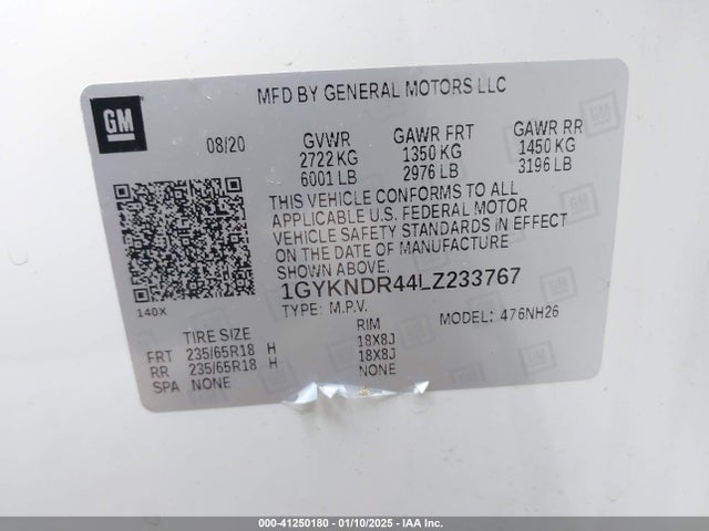 2020 CADILLAC XT5 1GYKNDR44LZ233767 Photo 8