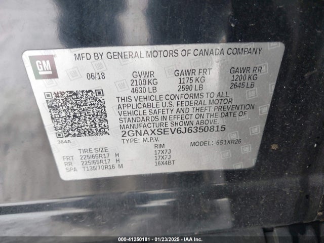 Chevrolet EQUINOX LT 2018 2GNAXSEV6J6350815 Image 9