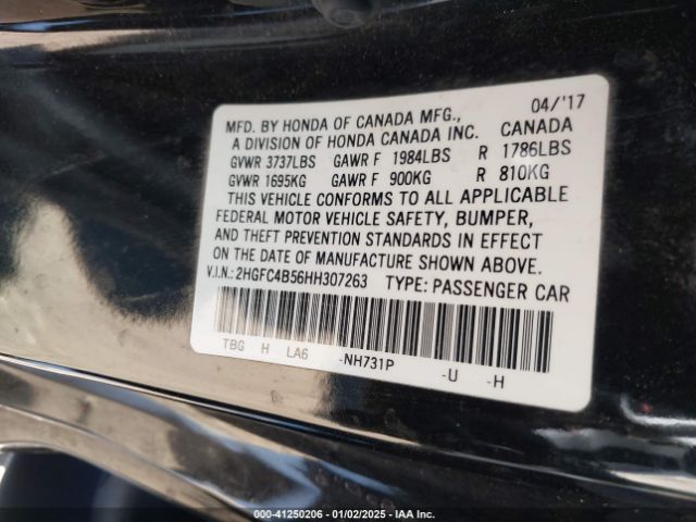 2HGFC4B56HH307263 Honda Civic Lx