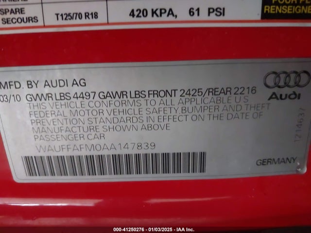 2010 AUDI A3 WAUFFAFM0AA147839 Photo 8