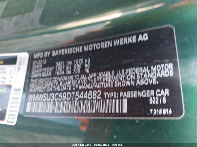 2013 MINI HARDTOP WMWSU3C59DT544682 Photo 8