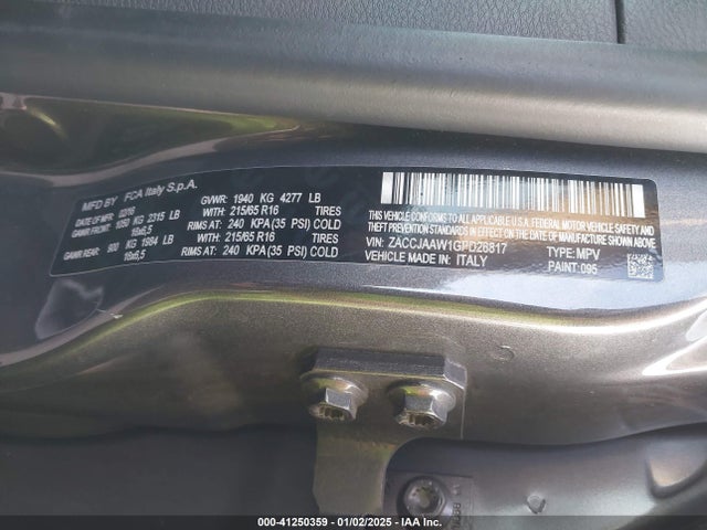 ZACCJAAW1GPD26817 Jeep Renegade Sport