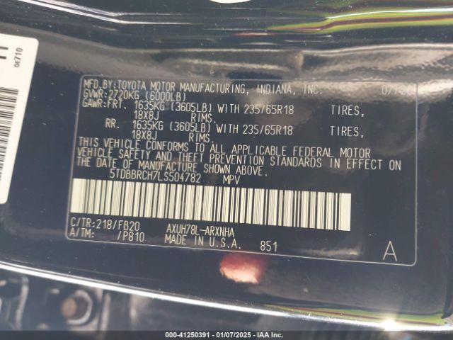 5TDBBRCH7LS504782 Toyota Highlander Hybrid Le