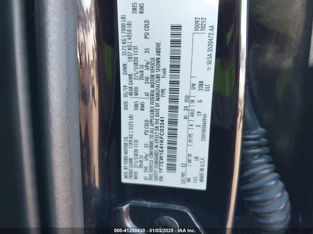 Ford F-150 Lariat 2019 1FTEW1E41KFC03341 Image 9