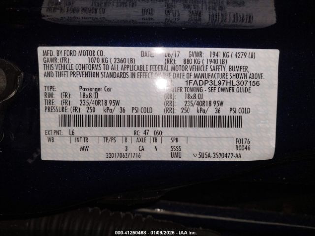 1FADP3L97HL307156 Ford FOCUS ST