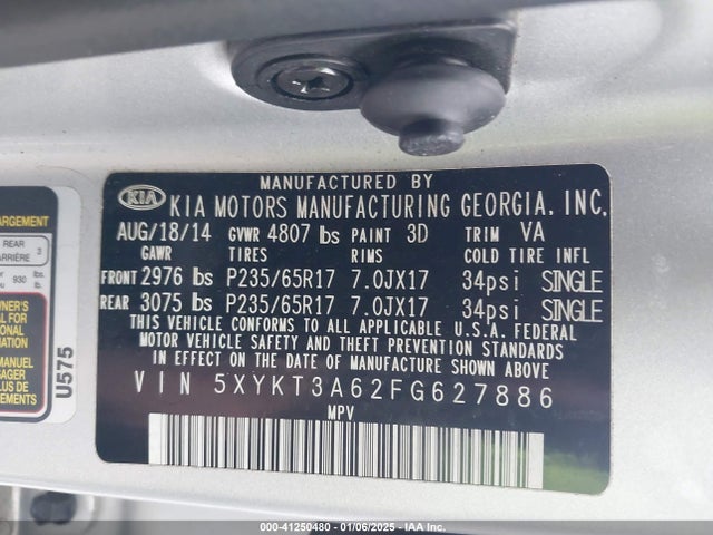 5XYKT3A62FG627886 KIA SORENTO LX