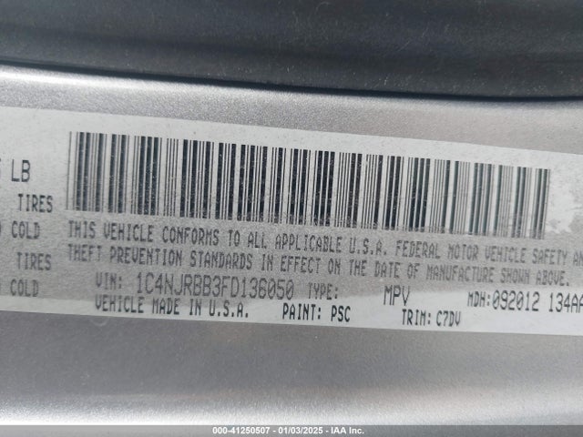 1C4NJRBB3FD136050 Jeep Patriot Sport