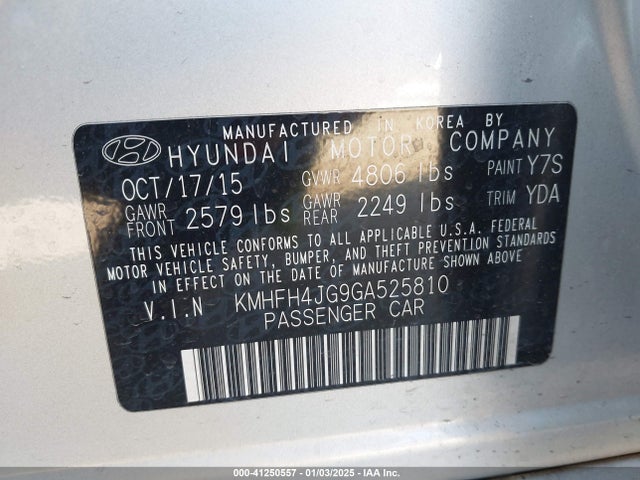 KMHFH4JG9GA525810 Hyundai Azera Limited