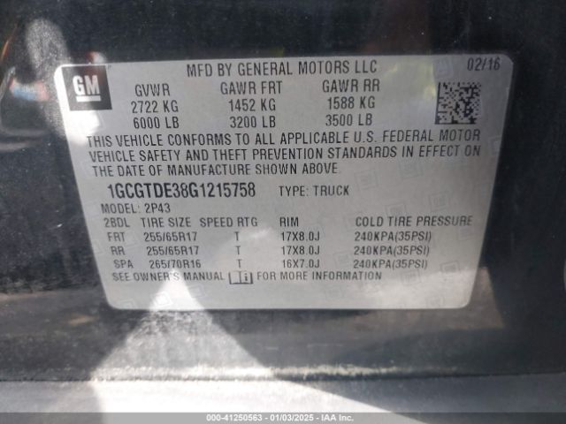 1GCGTDE38G1215758 Chevrolet Colorado Z71
