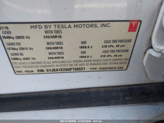 5YJSA1E26GF150521 Tesla Model S 60d/70d/75d/85d/90d